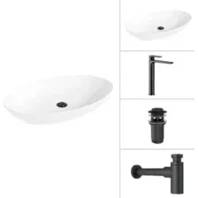 Умывальник Lauter 21571 + Reef 21CK8678BS + сифон 21635B + дон.клапан 21190B (черный матовый)
