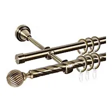 Карниз для штор АС ФОРОС Grace D16K/16Г + наконечники Орион (1.8м, антик)