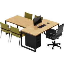Письменный стол Crafto Клинт 04 с приставкой 210x160x79 (графит/дуб)