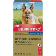 Капли от блох и клещей Elanco Адвантикс для собак 25кг (4 пипетки)