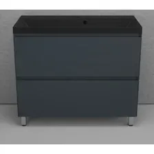 Symbolite Тумба под умывальник Манхэттен 100 Plus 2 ящика + Line 100x48 (графит/антрацит)