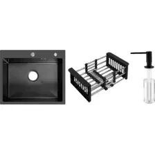 Кухонная мойка Schtoff Best Decor Black 5550 + коландер KR-1 BLACK + дозатор SD-1 BLACK
