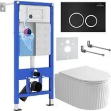 Унитаз подвесной Roxen Royal Matt в комплекте с инсталляцией StounFix Dual Fresh 6 в 1 968231 (кнопк