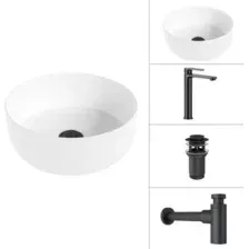 Умывальник Lauter 21499-31 + Moon 21СК8691BS + сифон 21635B + дон.клапан 21190B (черный матовый)