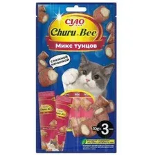 Лакомство INABA запеченые трубочки для кошек, Микс Тунцов, CIAO ЧУРУ БИ, 30 г