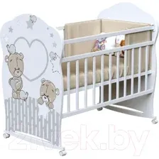 Детская кроватка VDK Forever Friеnds колесо-качалка (белый)