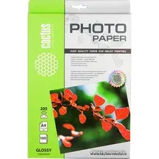 Фотобумага CACTUS Глянцевая A4 200 г/кв.м. 100 листов(CS-GA4200100)