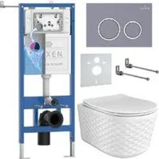 Унитаз подвесной Roxen Vine Tornado в комплекте с инсталляцией StounFix Dual Fresh 6 в 1 979012 (кно