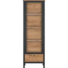 Шкаф-витрина Black Red White Loft REG1W1S (дуб вотан/черный)
