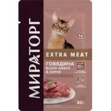 Влажный корм для кошек Мираторг Meat Говядина Black Angus в соусе / 1010022542 (80г)