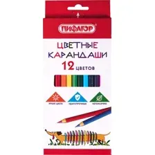 Набор цветных карандашей Пифагор Веселая такса 181806 (12 цв)