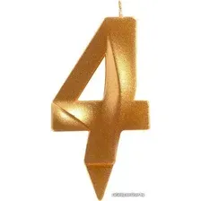 Свеча для торта Мультидом Грань Цифра 4 МС5-14 (золото)