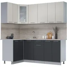 Готовая кухня Интерлиния Мила 12x20 (персидский жемчуг-антрацит-травертин серый)