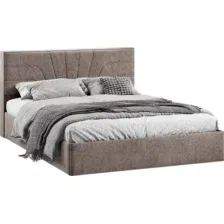 Двуспальная кровать ТриЯ Пандора с ПМ 160x200 Тип 1  (микровелюр Wellmart Latte)