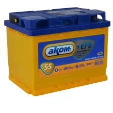 Автомобильный аккумулятор AKOM 6СТ-55 Рус+EFB 580A (55 А/ч)