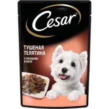 Влажный корм для собак Cesar Тушеная телятина с овощами в желе (85г)