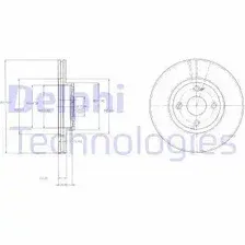 Тормозной диск DELPHI BG3966 вентилируемый , передняя ось