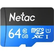 Карта памяти Netac MicroSDXC 64GB Class 10 UHS-I P500 Standard с адаптером, NT02P500STN-064G-R