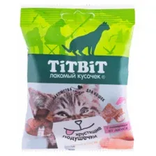 Хрустящие подушечки TitBit для кошек с паштетом из лосося, 30 г