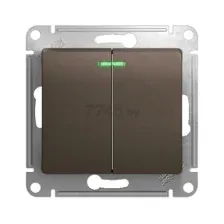 Выключатель двухклавишный скрытый с подсветкой SYSTEME (SCHNEIDER) ELECTRIC Glossa шоколад (GSL000853)