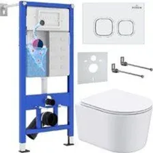 Унитаз подвесной Roxen Simple Compact в комплекте с инсталляцией StounFix Dual Fresh 6 в 1 916803 (к