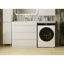 Symbolite Тумба с умывальником Даллас 150 Люкс Plus 3 ящика + Даллас 150x48.2 (левый, белый)