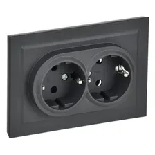 Розетка двойная скрытая с заземлением IEK BRITE графит (BR-R21-16-K53-F)