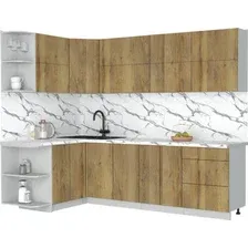 Кухонный модуль Интерлиния Мила Матте 1.5x2.6 А (дуб вотан/дуб вотан/белый гранит)