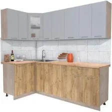 Готовая кухня Интерлиния Мила 12x23 (серебристый-дуб золотой-дуб бунратти)