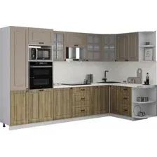 Готовая кухня Интерлиния Мила Деко 1.68x3.2 PR (дуб вотан/луна/опал светлый)