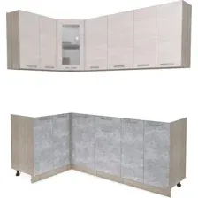 Готовая кухня Интерлиния Мила 12x20 без столешницы (вудлайн кремовый/бетон)
