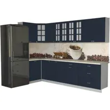 Готовая кухня Интерлиния Мила Деко 1.2x3.0 (индиго/индиго/опал светлый)