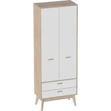 Шкаф Мебельград Калгари 2дв 2ящ 80.5x58x220 (дуб натуральный светлый/белый матовый)