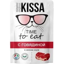Влажный корм для кошек Kissa С говядиной в соусе (28x75г)