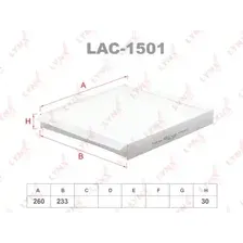 Салонный фильтр LYNXAUTO LAC-1501 OPEL Astra F/G 98-05 / H 1.2 06> Zafira A/B 99>