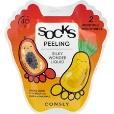 Носочки для ног Consly Silky Wonder, отшелушивающие, папайя и ананас, 40 г