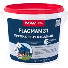 Краска MAV Flagman ВД-АК-1031 фасадная (5л, белый)