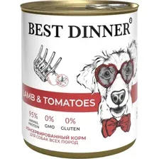 Консервированный корм для собак Best Dinner Для щенков и взрослых собак Ягненок с томатами (850 г)