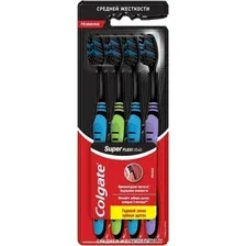 Набор зубных щеток Colgate Super Flexi Black средняя жесткость (4 шт)