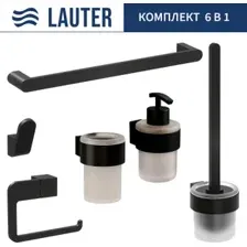 Набор аксессуаров для ванной Lauter 21TS3019  21TS3021  21TS3011  21TS3015  21TS3006  21TS3023 (Matt Black, 6 предметов)