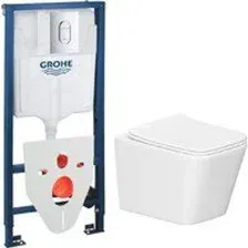 Унитаз подвесной Lauter Square 214903 + GROHE Rapid SL 39504000 + GROHE 37131000 (округлая, хром)