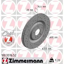 Тормозной диск ZIMMERMANN 100.3376.52 вентилируемый, перфорированный , задняя ось