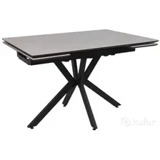 Кухонный стол Lepremo AV 2111 МДФ+керамика раздвижной 1200-1800x800 (серый матовый Larka Grey/черный)