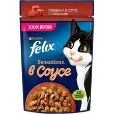 Пресервы Felix Sensations в соусе с говядиной и томатами 75 г