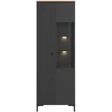 Шкаф-витрина Black Red White San Gimignano REG1D1W с подсветкой (антрацитовый/дуб нокс)
