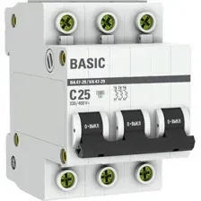 Выключатель автоматический EKF ВА 47-29 3P 25А (С) 4.5кА mcb4729-3-25C