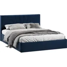 Кровать Трия Пандора с ПМ и заглушиной 160x200 Тип 1 (микровелюр Wellmart Blue)