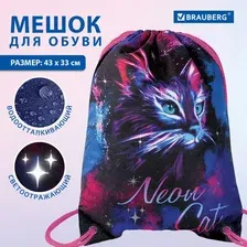 Мешок для обуви Brauberg Premium. Лунный кот / 274645
