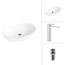 Умывальник Lauter 21502 + Cascade 21СК0655C с донным клапаном 21190CH (хром)