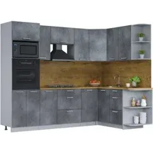 Готовая кухня Интерлиния Мила Лайт 1.68x2.6 правая (бетон потленд/бетон портленд/дуб бунратти)